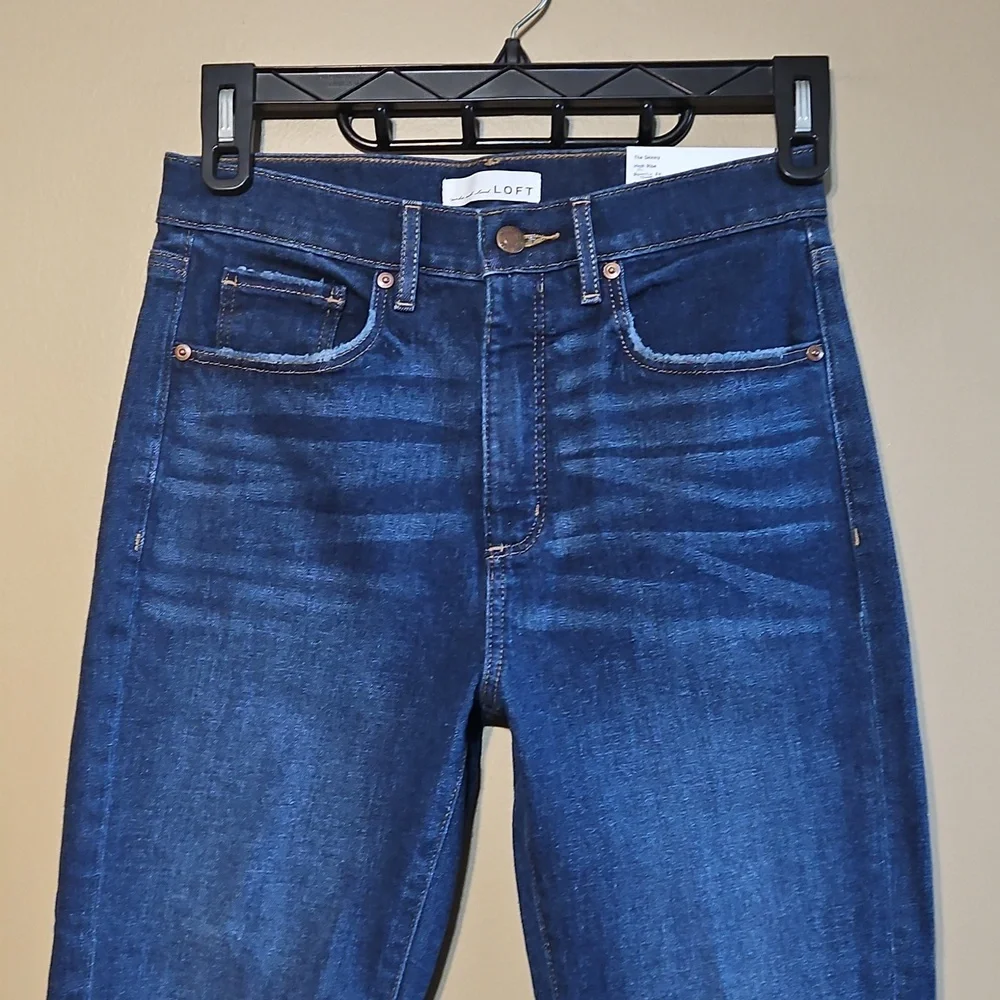 LOFT Dark Blue Skinny Jeans - Picture 4 of 12
